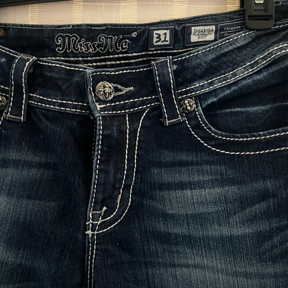 Miss Me Blue Bootcut Jeans with Vintage Fading